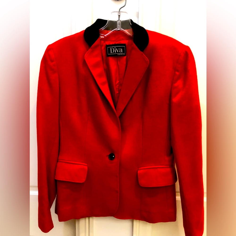 Casual Dressy Red Evan-Picone Jacket Wool, Evening wear Work Blazer #niteOut